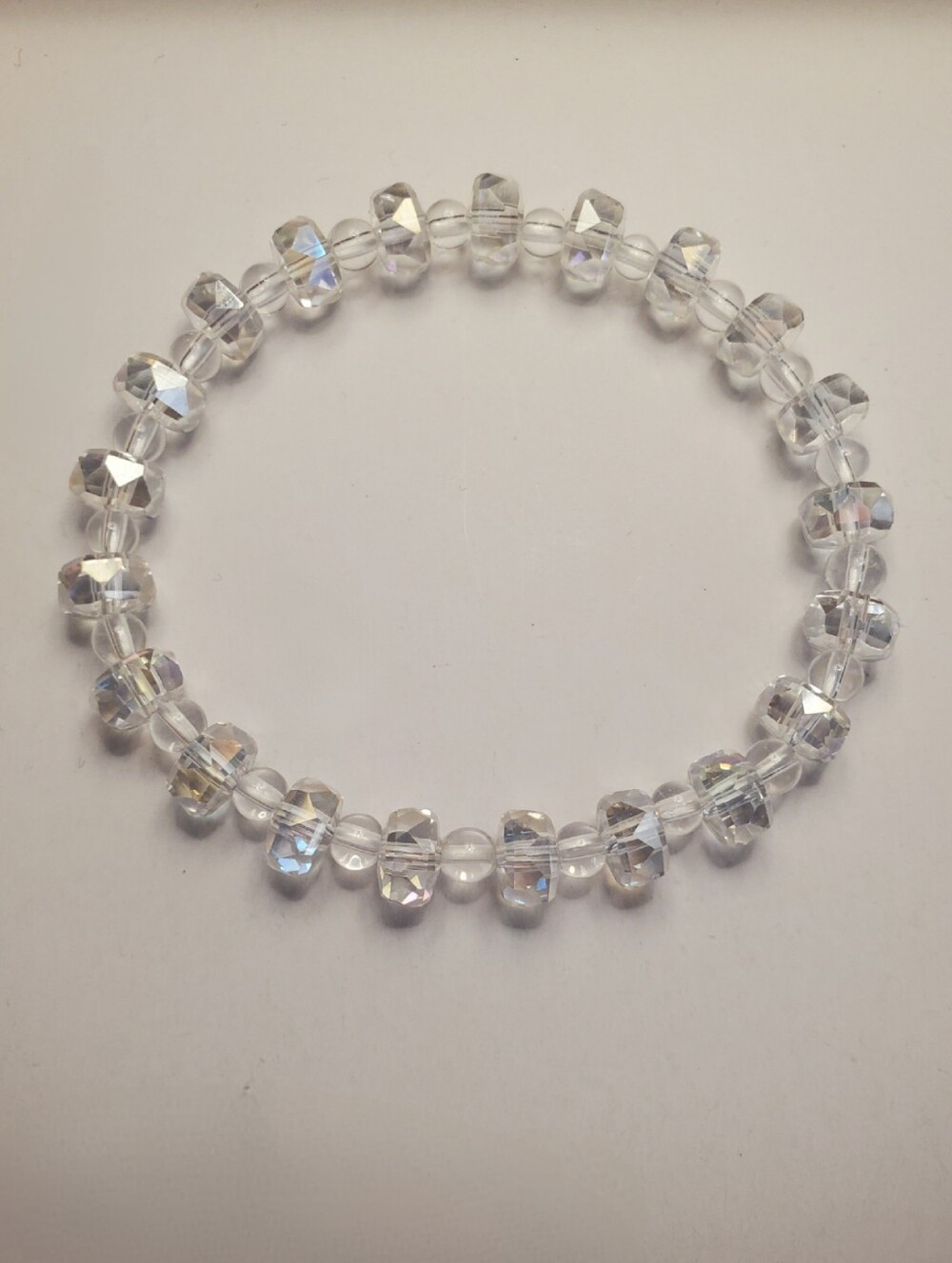 Crystal Clear Faceted Bead Stretch Bracelet